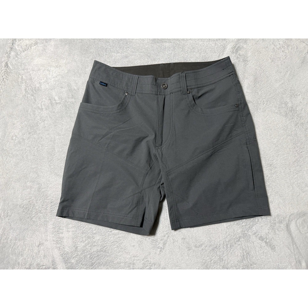 Kuhl Silencr Mens Size 34 Cargo Shorts Khaki Gray Ripstop Stretch Hiking